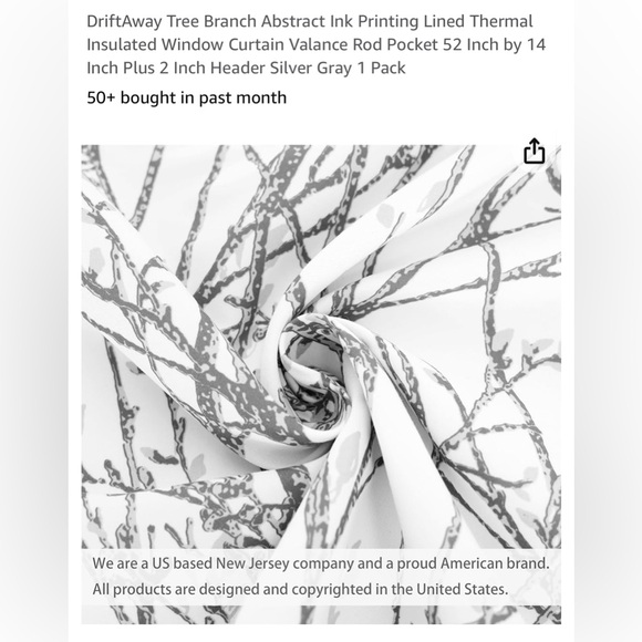 4 window curtain valances - silver & white tree branch design - Picture 8 of 12